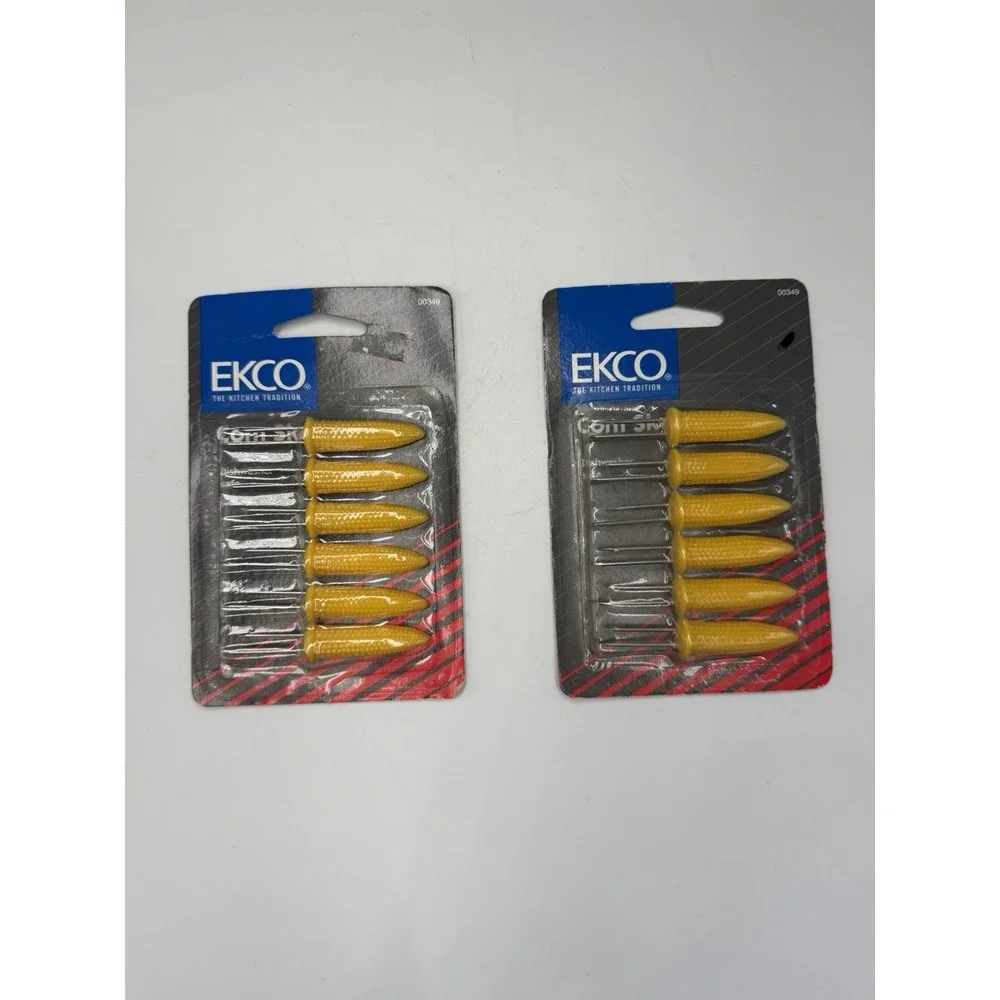 Vintage EKCO Corn Cob Holders Set of 2 Packs Yellow 6 Pc Each NOS Kitchen 1994
